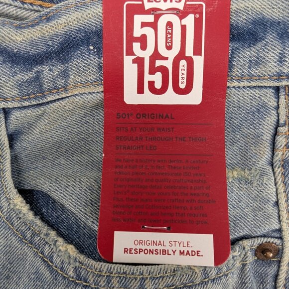 Levis 501 Original 32x32 Men's Straight Leg 150th Anniversary Button Fly New Tag - Picture 9 of 13